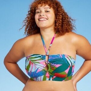 Xhilaration juniors plus size tropical bandeau swim bikini top NWT